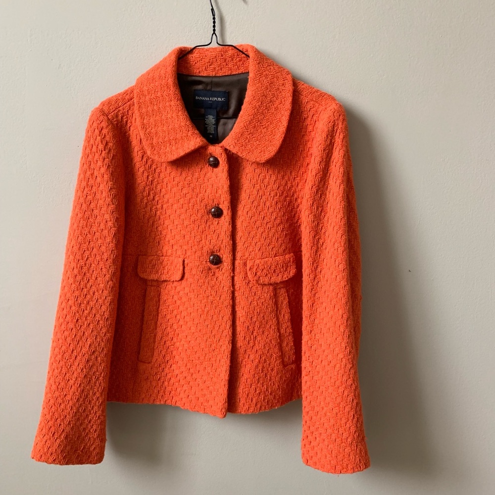 Orange wool/acrylic banana republic jacket